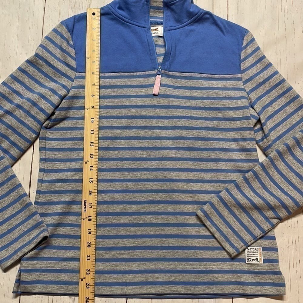Le Tigre woman, three-quarter zip, long sleeve top size M gray/sky blue - Picture 5 of 7